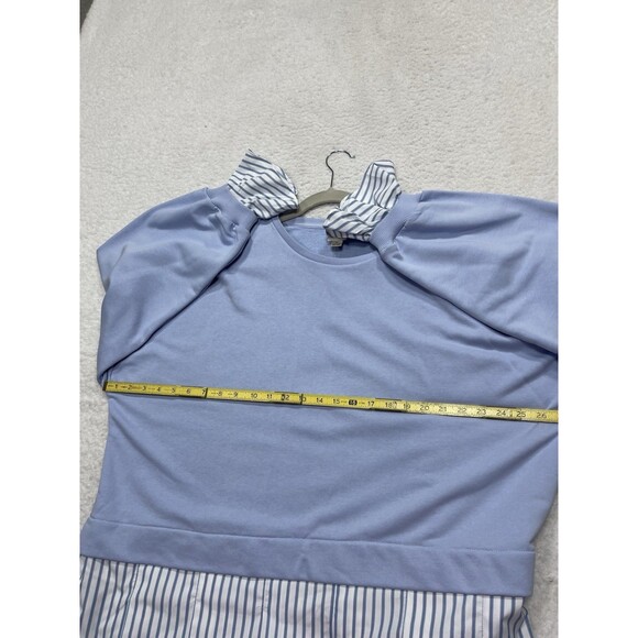 Anthropologie Maeve Twofer Sweatshirt Blue Striped Trim Preppy Comfy Size XL New - Picture 5 of 10